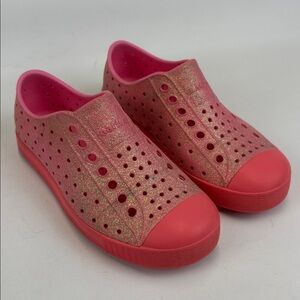 NATIVE Jefferson Pink Gold Glitter Waterproof Shoes Size C11